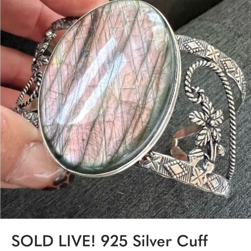Sterling silver Labradorite Cuff bracelet Large statement Artisan 925